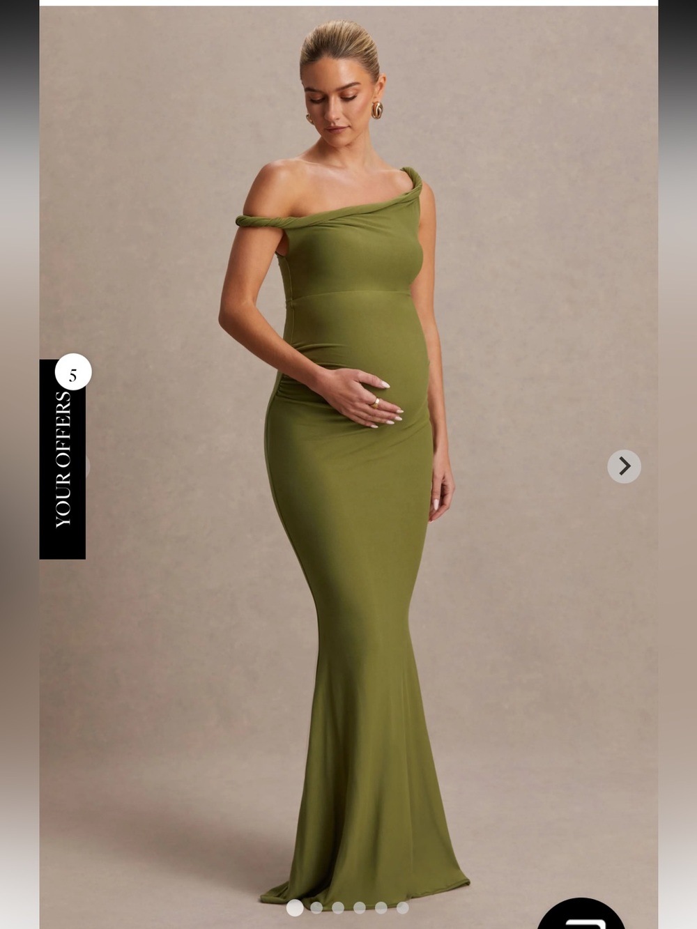 Olive One-Shoulder Maternity Gown